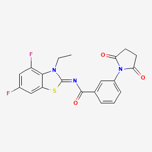 molecular formula C20H15F2N3O3S B2799797 (Z)-3-(2,5-dioxopyrrolidin-1-yl)-N-(3-ethyl-4,6-difluorobenzo[d]thiazol-2(3H)-ylidene)benzamide CAS No. 868375-23-9