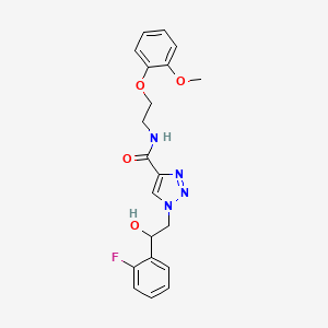 molecular formula C20H21FN4O4 B2799804 1-(2-(2-fluorophenyl)-2-hydroxyethyl)-N-(2-(2-methoxyphenoxy)ethyl)-1H-1,2,3-triazole-4-carboxamide CAS No. 2034533-57-6