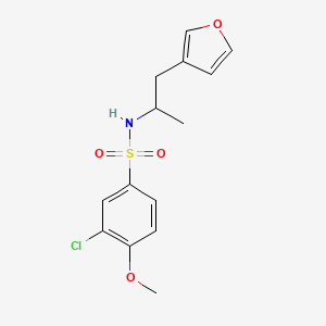 molecular formula C14H16ClNO4S B2799811 3-chloro-N-(1-(furan-3-yl)propan-2-yl)-4-methoxybenzenesulfonamide CAS No. 1787914-90-2