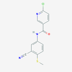 molecular formula C14H10ClN3OS B2799815 6-Chloro-N-(3-cyano-4-(methylsulfanyl)phenyl)nicotinamide CAS No. 306980-90-5