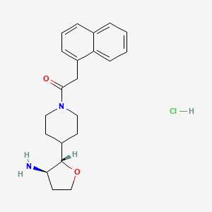 molecular formula C21H27ClN2O2 B2799818 1-[4-[(2S,3R)-3-Aminooxolan-2-yl]piperidin-1-yl]-2-naphthalen-1-ylethanone;hydrochloride CAS No. 2416219-14-0
