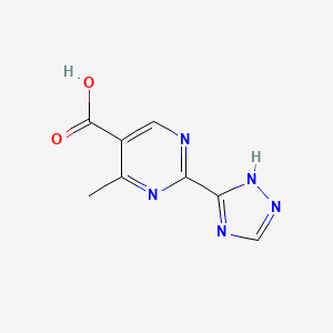 molecular formula C8H7N5O2 B2799826 4-methyl-2-(4H-1,2,4-triazol-3-yl)pyrimidine-5-carboxylic acid CAS No. 1247418-14-9