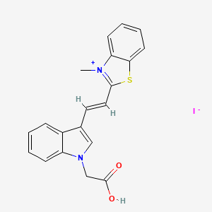 molecular formula C20H17IN2O2S B2799828 (E)-2-(2-(1-(羧甲基)-1H-吲哚-3-基)乙烯基)-3-甲基苯并[d]噻唑-3-铵碘化物 CAS No. 2210225-81-1