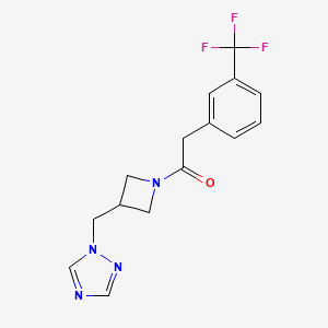 molecular formula C15H15F3N4O B2799832 1-(3-((1H-1,2,4-triazol-1-yl)methyl)azetidin-1-yl)-2-(3-(trifluoromethyl)phenyl)ethan-1-one CAS No. 2309727-74-8