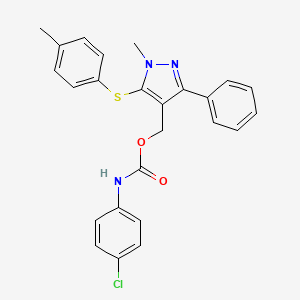 {1-methyl-5-[(4-methylphenyl)sulfanyl]-3-phenyl-1H-pyrazol-4-yl}methyl N-(4-chlorophenyl)carbamate