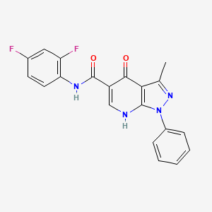 molecular formula C20H14F2N4O2 B2799844 N-(2,4-difluorophenyl)-3-methyl-4-oxo-1-phenyl-4,7-dihydro-1H-pyrazolo[3,4-b]pyridine-5-carboxamide CAS No. 886903-23-7