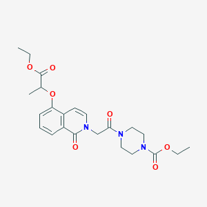 molecular formula C23H29N3O7 B2799850 乙酸-4-[2-[5-(1-乙氧基-1-氧代丙基-2-基)氧基-1-氧代异喹啉-2-基]乙酰基]哌嗪-1-甲酸乙酯 CAS No. 868224-31-1