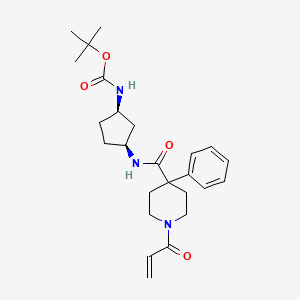 molecular formula C25H35N3O4 B2799862 Tert-butyl N-[(1R,3S)-3-[(4-phenyl-1-prop-2-enoylpiperidine-4-carbonyl)amino]cyclopentyl]carbamate CAS No. 2361840-09-5