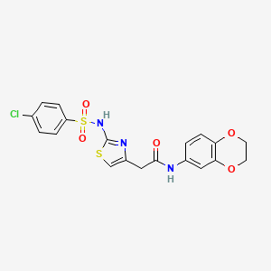 2-(2-(4-chlorophenylsulfonamido)thiazol-4-yl)-N-(2,3-dihydrobenzo[b][1,4]dioxin-6-yl)acetamide