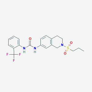 molecular formula C20H22F3N3O3S B2799908 1-(2-(丙基磺酰)-1,2,3,4-四氢异喹啉-7-基)-3-(2-(三氟甲基)苯基)脲 CAS No. 1207053-63-1