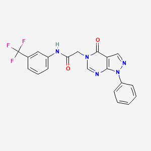molecular formula C20H14F3N5O2 B2799916 2-(4-oxo-1-phenyl-1H-pyrazolo[3,4-d]pyrimidin-5(4H)-yl)-N-(3-(trifluoromethyl)phenyl)acetamide CAS No. 841211-71-0