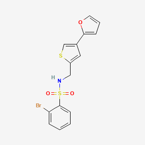 molecular formula C15H12BrNO3S2 B2799924 2-bromo-N-{[4-(furan-2-yl)thiophen-2-yl]methyl}benzene-1-sulfonamide CAS No. 2380034-99-9
