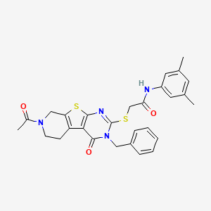 2-((7-acetyl-3-benzyl-4-oxo-3,4,5,6,7,8-hexahydropyrido[4',3':4,5]thieno[2,3-d]pyrimidin-2-yl)thio)-N-(3,5-dimethylphenyl)acetamide