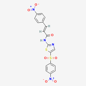 (E)-3-(4-nitrophenyl)-N-(5-((4-nitrophenyl)sulfonyl)thiazol-2-yl)acrylamide