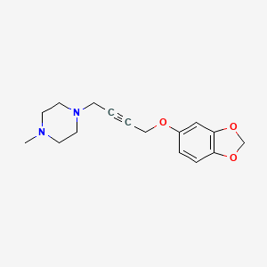 molecular formula C16H20N2O3 B2799937 1-[4-(1,3-Benzodioxol-5-yloxy)-2-butynyl]-4-methylpiperazine CAS No. 866040-46-2