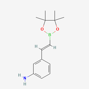 molecular formula C14H20BNO2 B2799939 3-[(E)-2-(tetramethyl-1,3,2-dioxaborolan-2-yl)ethenyl]aniline CAS No. 1839033-28-1