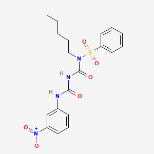 molecular formula C19H22N4O6S B2799946 N-(((3-硝基苯基)羰基)羰基)-N-戊基苯磺酰胺 CAS No. 391219-80-0