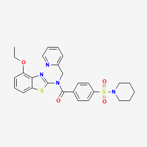 molecular formula C27H28N4O4S2 B2799951 N-(4-乙氧苯并[d]噻唑-2-基)-4-(哌啶-1-基磺酰)-N-(吡啶-2-基甲基)苯甲酰胺 CAS No. 922609-19-6