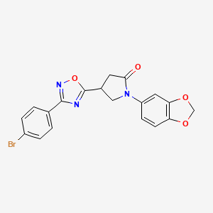 molecular formula C19H14BrN3O4 B2799962 1-(Benzo[d][1,3]dioxol-5-yl)-4-(3-(4-bromophenyl)-1,2,4-oxadiazol-5-yl)pyrrolidin-2-one CAS No. 946254-45-1