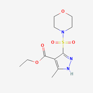 molecular formula C11H17N3O5S B2799965 ethyl 3-methyl-5-(morpholin-4-ylsulfonyl)-1H-pyrazole-4-carboxylate CAS No. 1296891-25-2