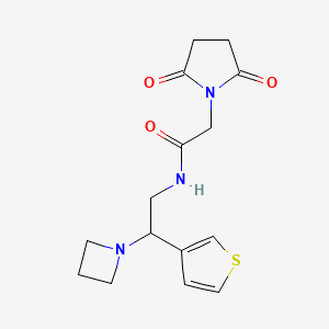 molecular formula C15H19N3O3S B2799969 N-(2-(azetidin-1-yl)-2-(thiophen-3-yl)ethyl)-2-(2,5-dioxopyrrolidin-1-yl)acetamide CAS No. 2034573-48-1