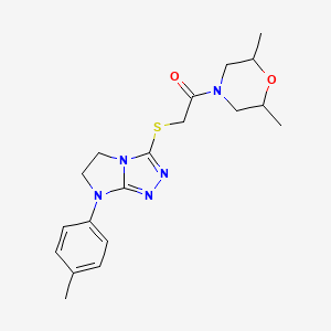 molecular formula C19H25N5O2S B2799975 1-(2,6-二甲基吗啉基)-2-((7-(对甲苯基)-6,7-二氢-5H-咪唑并[2,1-c][1,2,4]三唑-3-基)硫)乙酮 CAS No. 921583-62-2