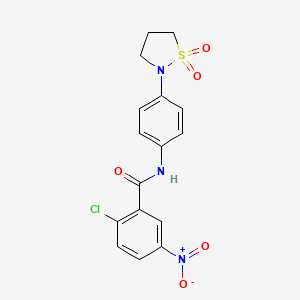 molecular formula C16H14ClN3O5S B2799977 2-氯-N-(4-(1,1-二氧代异噻唑啉-2-基)苯基)-5-硝基苯甲酰胺 CAS No. 941899-35-0