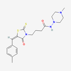 molecular formula C20H26N4O2S2 B2799978 4-[(5E)-5-[(4-甲基苯基)甲基亚甲基]-4-氧代-2-硫代-1,3-噻唑烷-3-基]-N-(4-甲基哌嗪-1-基)丁酰胺 CAS No. 378765-79-8