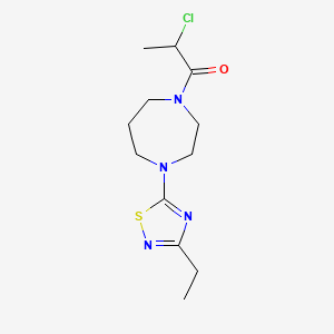 molecular formula C12H19ClN4OS B2799982 2-Chloro-1-[4-(3-ethyl-1,2,4-thiadiazol-5-yl)-1,4-diazepan-1-yl]propan-1-one CAS No. 2411256-24-9