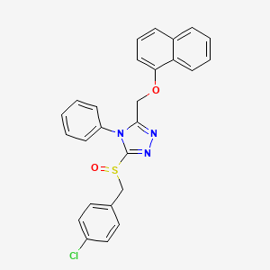molecular formula C26H20ClN3O2S B2799990 3-[(4-Chlorophenyl)methylsulfinyl]-5-(naphthalen-1-yloxymethyl)-4-phenyl-1,2,4-triazole CAS No. 956148-54-2