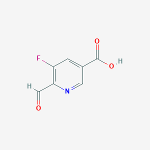 molecular formula C7H4FNO3 B2799996 5-Fluoro-6-formylpyridine-3-carboxylic acid CAS No. 1289211-53-5