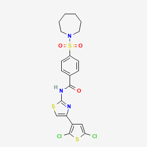 molecular formula C20H19Cl2N3O3S3 B2800001 4-(环庚烷-1-基磺酰)-N-(4-(2,5-二氯噻吩-3-基)噻唑-2-基)苯甲酰胺 CAS No. 325734-03-0