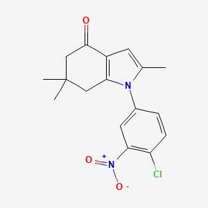 molecular formula C17H17ClN2O3 B2800004 1-(4-Chloro-3-nitrophenyl)-2,6,6-trimethyl-5,6,7-trihydroindol-4-one CAS No. 1022511-28-9