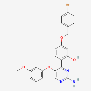 molecular formula C24H20BrN3O4 B2800017 2-(2-氨基-5-(3-甲氧基苯氧基)嘧啶-4-基)-5-((4-溴苯甲基)氧基)酚 CAS No. 903202-88-0