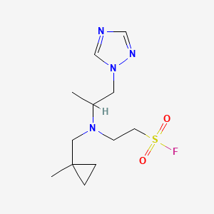 molecular formula C12H21FN4O2S B2800051 2-[(1-Methylcyclopropyl)methyl-[1-(1,2,4-triazol-1-yl)propan-2-yl]amino]ethanesulfonyl fluoride CAS No. 2411271-47-9