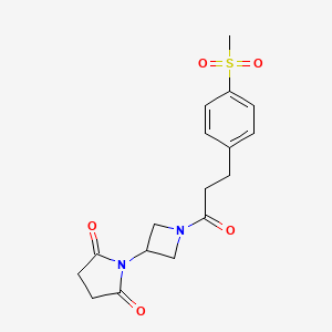 molecular formula C17H20N2O5S B2800058 1-(1-(3-(4-(甲磺基)苯基)丙酰基)氮杂环戊烷-3-基)吡咯烷-2,5-二酮 CAS No. 1904235-79-5