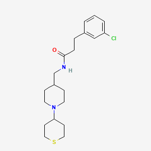 molecular formula C20H29ClN2OS B2800065 3-(3-chlorophenyl)-N-((1-(tetrahydro-2H-thiopyran-4-yl)piperidin-4-yl)methyl)propanamide CAS No. 2034308-74-0