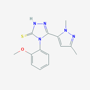 molecular formula C14H15N5OS B280008 5-(1,3-dimethyl-1H-pyrazol-5-yl)-4-(2-methoxyphenyl)-4H-1,2,4-triazole-3-thiol 