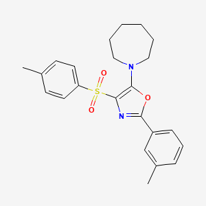 molecular formula C23H26N2O3S B2800085 5-(氮杂庚烷-1-基)-2-(间甲苯基)-4-对甲苯基-4-甲磺酰氧唑 CAS No. 618862-93-4