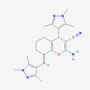 molecular formula C23H28N6O B280009 2-amino-4-(1,3,5-trimethyl-1H-pyrazol-4-yl)-8-[(1,3,5-trimethyl-1H-pyrazol-4-yl)methylene]-5,6,7,8-tetrahydro-4H-chromene-3-carbonitrile 