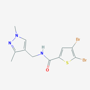 molecular formula C11H11Br2N3OS B280010 4,5-dibromo-N-[(1,3-dimethyl-1H-pyrazol-4-yl)methyl]-2-thiophenecarboxamide 