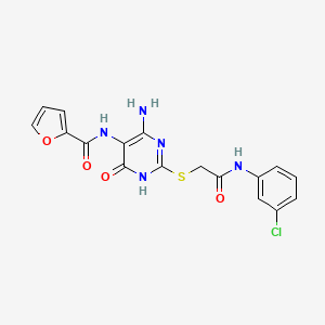 molecular formula C17H14ClN5O4S B2800100 N-(4-amino-2-((2-((3-chlorophenyl)amino)-2-oxoethyl)thio)-6-oxo-1,6-dihydropyrimidin-5-yl)furan-2-carboxamide CAS No. 868226-17-9