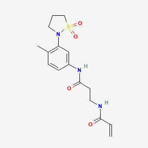molecular formula C16H21N3O4S B2800105 N-[3-(1,1-Dioxo-1,2-thiazolidin-2-yl)-4-methylphenyl]-3-(prop-2-enoylamino)propanamide CAS No. 2200766-08-9