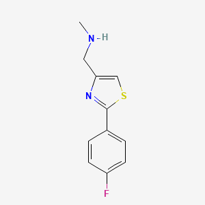 molecular formula C11H11FN2S B2800115 1-[2-(4-fluorophenyl)-1,3-thiazol-4-yl]-N-methylmethanamine CAS No. 1153070-05-3