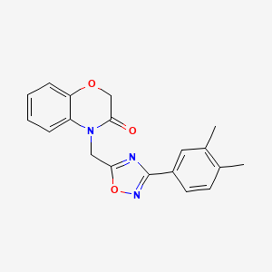 molecular formula C19H17N3O3 B2800119 4-((3-(3,4-dimethylphenyl)-1,2,4-oxadiazol-5-yl)methyl)-2H-benzo[b][1,4]oxazin-3(4H)-one CAS No. 1105250-81-4
