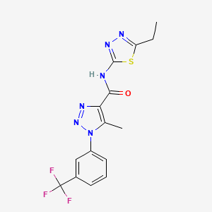 molecular formula C15H13F3N6OS B2800125 N-(5-乙基-1,3,4-噻二唑-2-基)-5-甲基-1-[3-(三氟甲基)苯基]嘧啶-4-甲酰胺 CAS No. 878735-08-1
