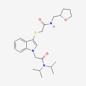 molecular formula C23H33N3O3S B2800128 2-({1-[2-(diisopropylamino)-2-oxoethyl]-1H-indol-3-yl}thio)-N-(tetrahydrofuran-2-ylmethyl)acetamide CAS No. 892744-39-7