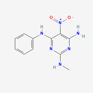 molecular formula C11H12N6O2 B2800130 N2-甲基-5-硝基-N4-苯基嘧啶-2,4,6-三胺 CAS No. 577986-51-7