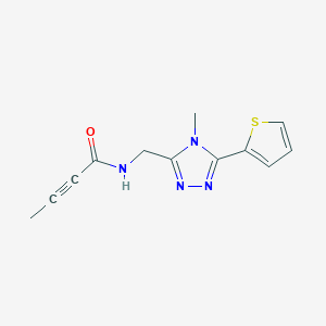 molecular formula C12H12N4OS B2800137 N-[(4-Methyl-5-thiophen-2-yl-1,2,4-triazol-3-yl)methyl]but-2-ynamide CAS No. 2411277-86-4