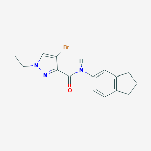 molecular formula C15H16BrN3O B280014 4-bromo-N-(2,3-dihydro-1H-inden-5-yl)-1-ethyl-1H-pyrazole-3-carboxamide 